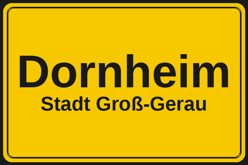 Ortsschild Dornheim in Groß-Gerau – Hotels, Pensionen und Ferienwohnungen im Stadtteil