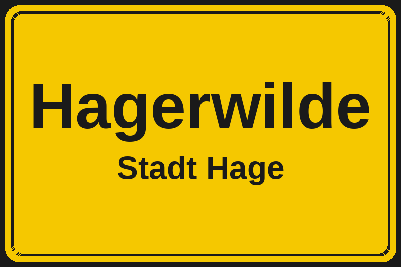 Ortsschild Hagerwilde in Hage – Hotels, Pensionen und Ferienwohnungen im Stadtteil