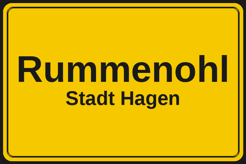 Ortsschild Rummenohl in Hagen – Hotels, Pensionen und Ferienwohnungen im Stadtteil