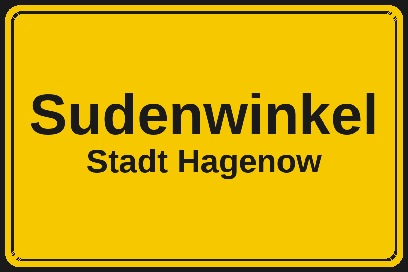 Ortsschild Sudenwinkel in Hagenow – Hotels, Pensionen und Ferienwohnungen im Stadtteil