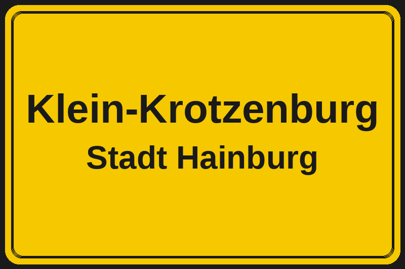 Ortsschild Klein-Krotzenburg in Hainburg – Hotels, Pensionen und Ferienwohnungen im Stadtteil