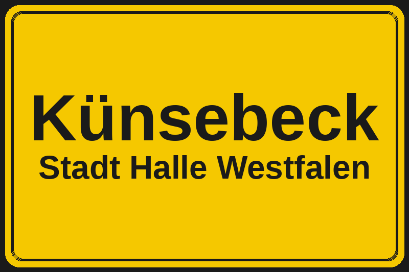 Ortsschild Künsebeck in Halle Westfalen – Hotels, Pensionen und Ferienwohnungen im Stadtteil