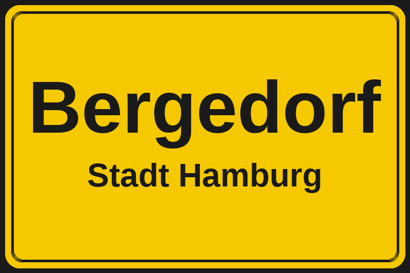 Ortsschild Bergedorf in Hamburg – Hotels, Pensionen und Ferienwohnungen im Stadtteil