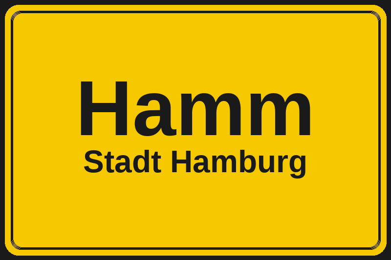 Ortsschild Hamm in Hamburg – Hotels, Pensionen und Ferienwohnungen im Stadtteil