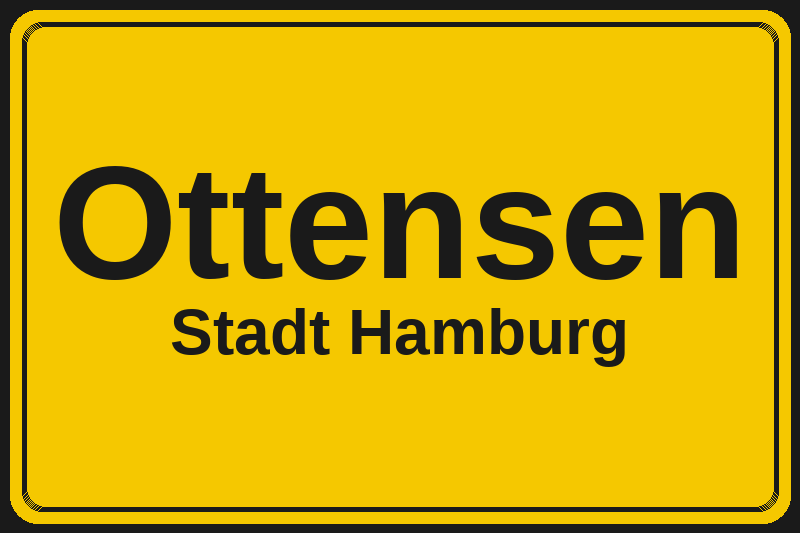 Ortsschild Ottensen in Hamburg – Hotels, Pensionen und Ferienwohnungen im Stadtteil