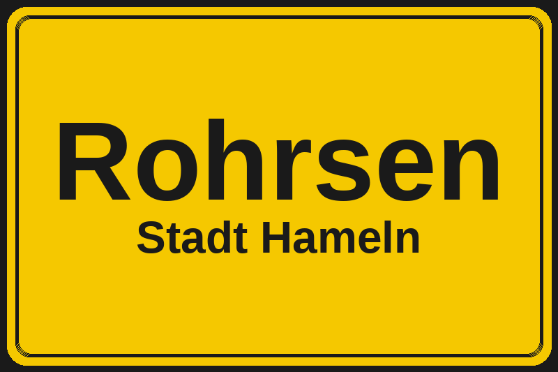 Ortsschild Rohrsen in Hameln – Hotels, Pensionen und Ferienwohnungen im Stadtteil