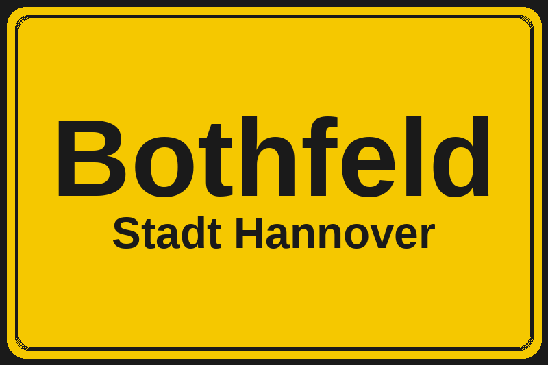 Ortsschild Bothfeld in Hannover – Hotels, Pensionen und Ferienwohnungen im Stadtteil