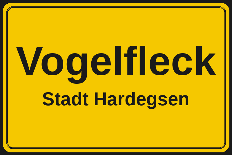 Ortsschild Vogelfleck in Hardegsen – Hotels, Pensionen und Ferienwohnungen im Stadtteil