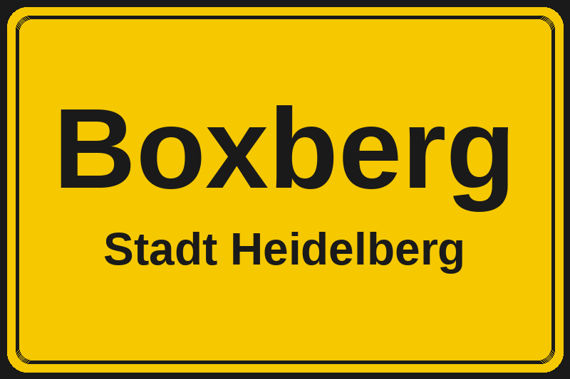 Ortsschild Boxberg in Heidelberg – Hotels, Pensionen und Ferienwohnungen im Stadtteil