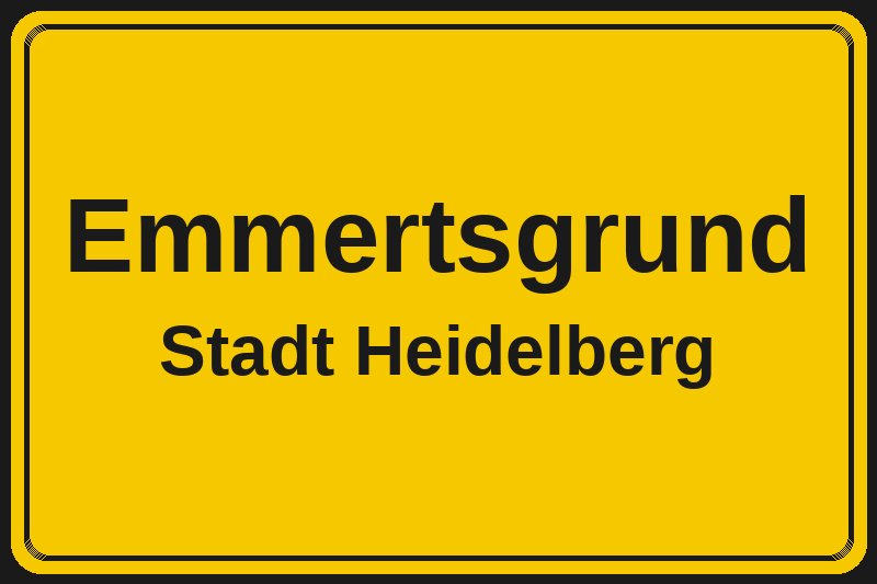 Ortsschild Emmertsgrund in Heidelberg – Hotels, Pensionen und Ferienwohnungen im Stadtteil