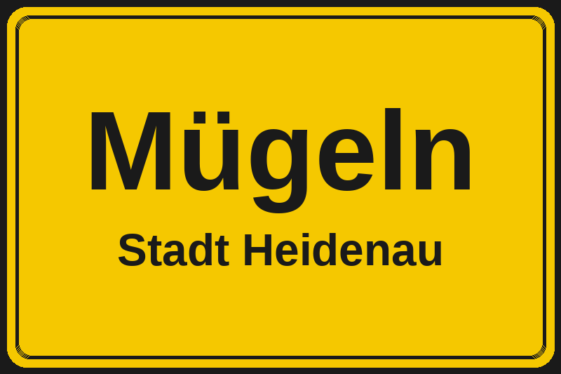 Ortsschild Mügeln in Heidenau – Hotels, Pensionen und Ferienwohnungen im Stadtteil