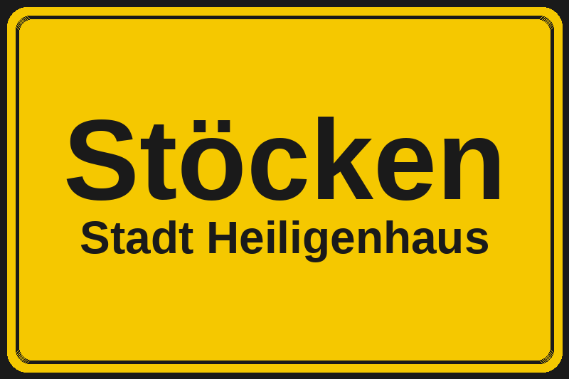 Ortsschild Stöcken in Heiligenhaus – Hotels, Pensionen und Ferienwohnungen im Stadtteil