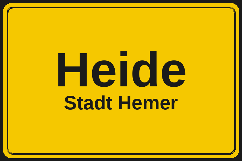 Ortsschild Heide in Hemer – Hotels, Pensionen und Ferienwohnungen im Stadtteil
