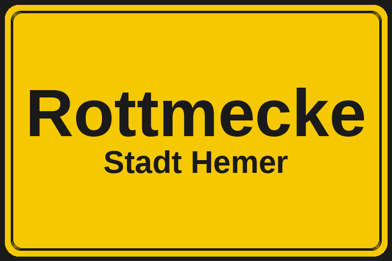 Ortsschild Rottmecke in Hemer – Hotels, Pensionen und Ferienwohnungen im Stadtteil