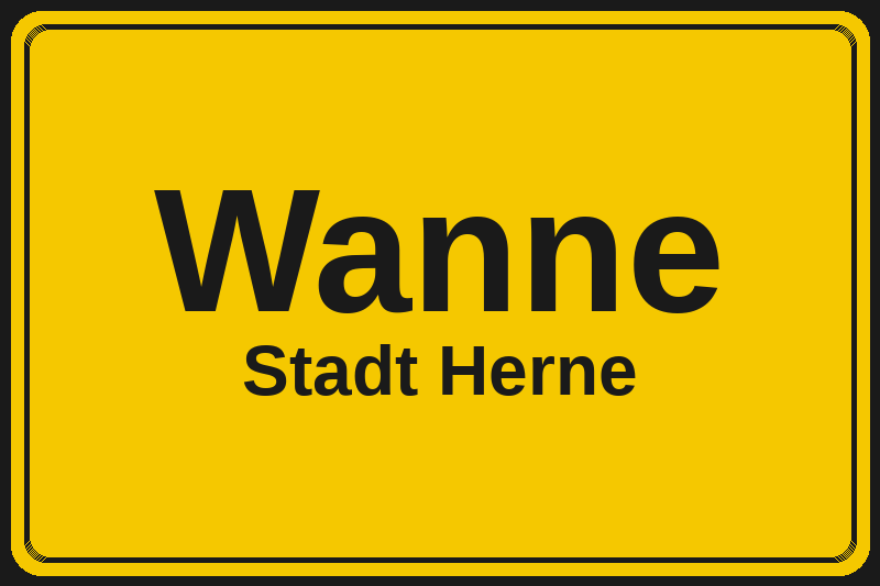 Ortsschild Wanne in Herne – Hotels, Pensionen und Ferienwohnungen im Stadtteil