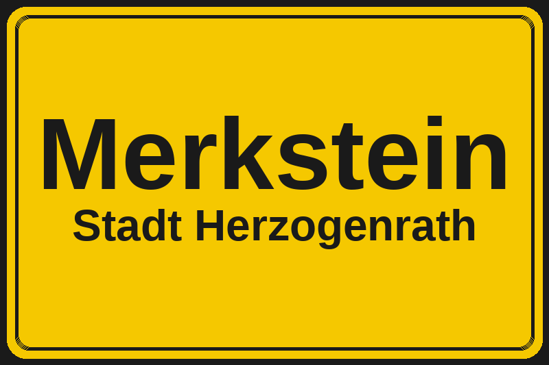 Ortsschild Merkstein in Herzogenrath – Hotels, Pensionen und Ferienwohnungen im Stadtteil