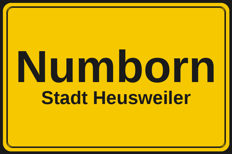Ortsschild Numborn in Heusweiler – Hotels, Pensionen und Ferienwohnungen im Stadtteil
