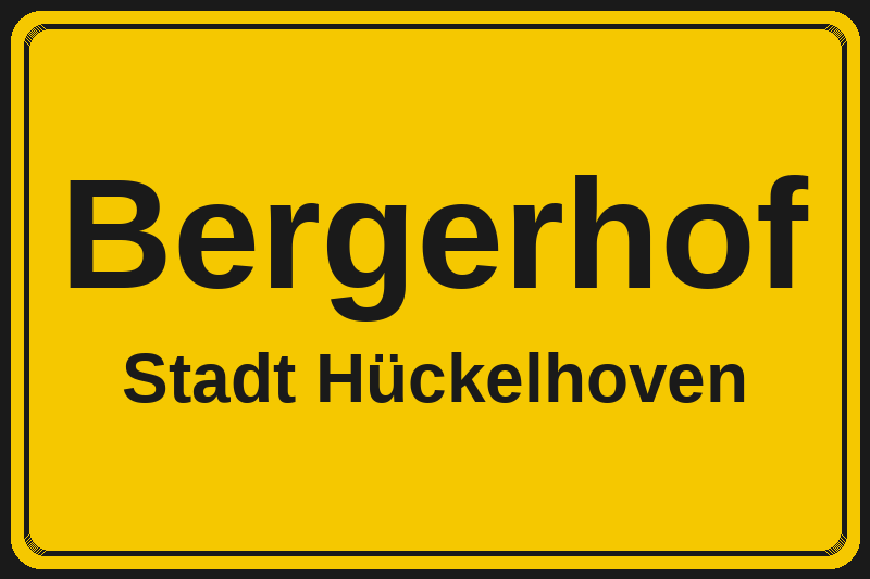 Ortsschild Bergerhof in Hückelhoven – Hotels, Pensionen und Ferienwohnungen im Stadtteil