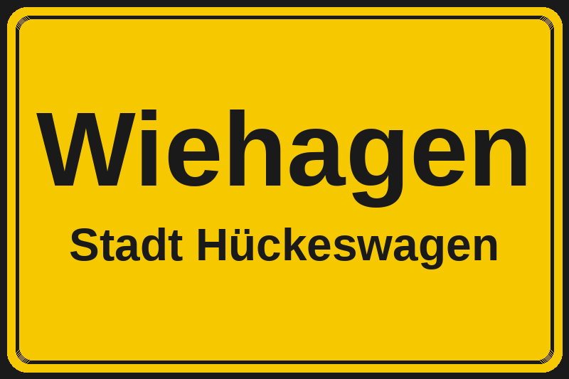 Ortsschild Wiehagen in Hückeswagen – Hotels, Pensionen und Ferienwohnungen im Stadtteil