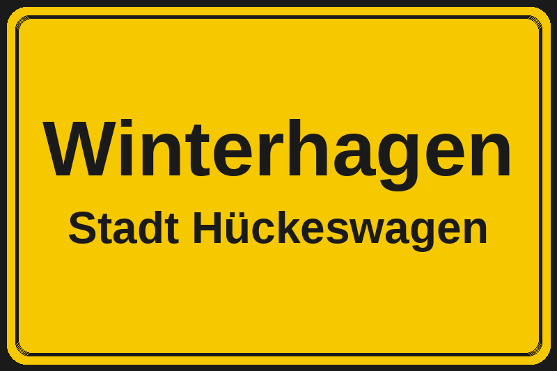 Ortsschild Winterhagen in Hückeswagen – Hotels, Pensionen und Ferienwohnungen im Stadtteil