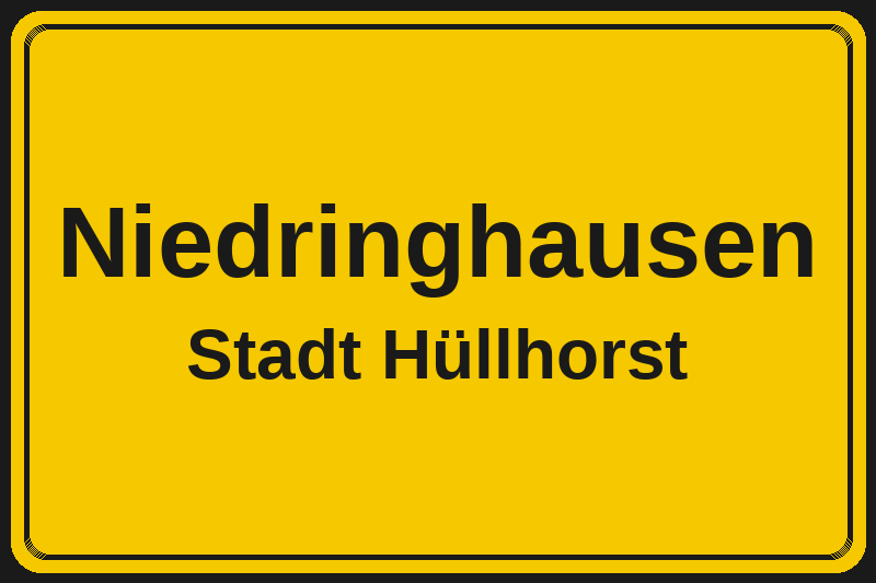 Ortsschild Niedringhausen in Hüllhorst – Hotels, Pensionen und Ferienwohnungen im Stadtteil