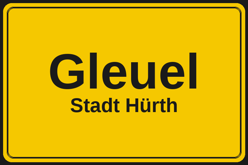 Ortsschild Gleuel in Hürth – Hotels, Pensionen und Ferienwohnungen im Stadtteil