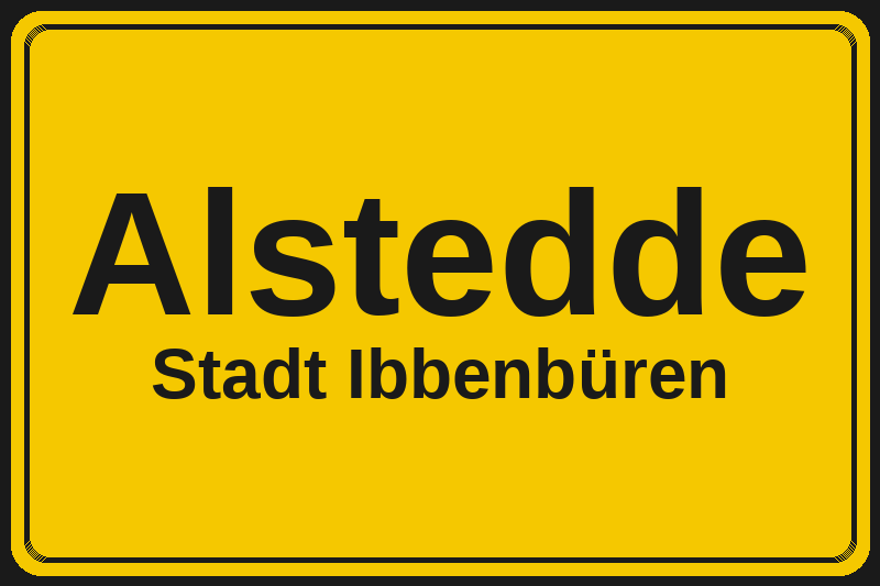 Ortsschild Alstedde in Ibbenbüren – Hotels, Pensionen und Ferienwohnungen im Stadtteil