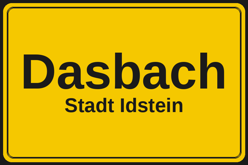 Ortsschild Dasbach in Idstein – Hotels, Pensionen und Ferienwohnungen im Stadtteil