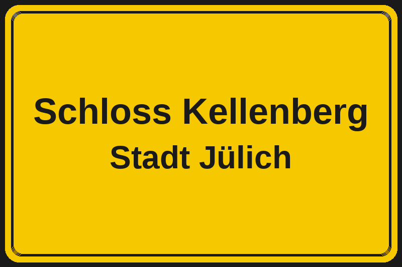 Schloss Kellenberg (Jülich) – Hotels im Stadtteil Ortsschild Schloss Kellenberg in Jülich – Hotels, Pensionen und Ferienwohnungen im Stadtteil