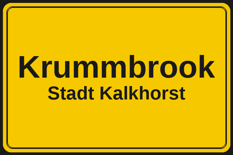 Ortsschild Krummbrook in Kalkhorst – Hotels, Pensionen und Ferienwohnungen im Stadtteil