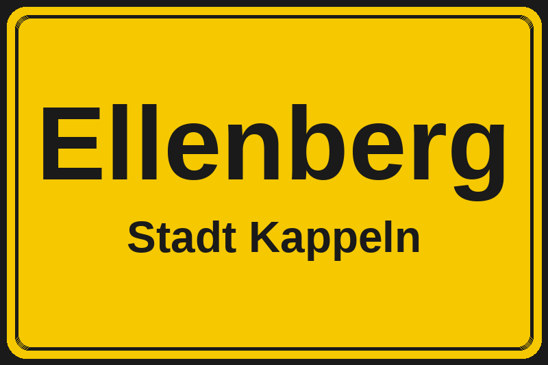 Ortsschild Ellenberg in Kappeln – Hotels, Pensionen und Ferienwohnungen im Stadtteil