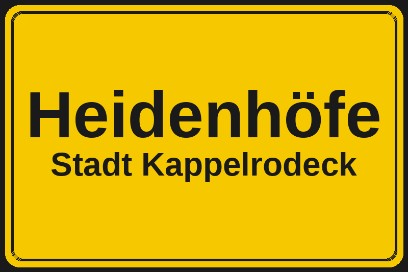 Ortsschild Heidenhöfe in Kappelrodeck – Hotels, Pensionen und Ferienwohnungen im Stadtteil