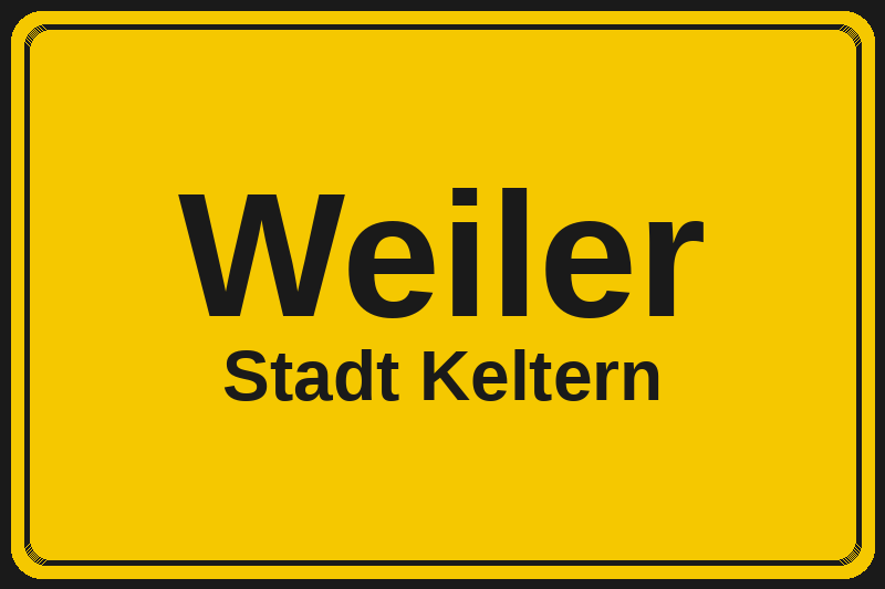Ortsschild Weiler in Keltern – Hotels, Pensionen und Ferienwohnungen im Stadtteil