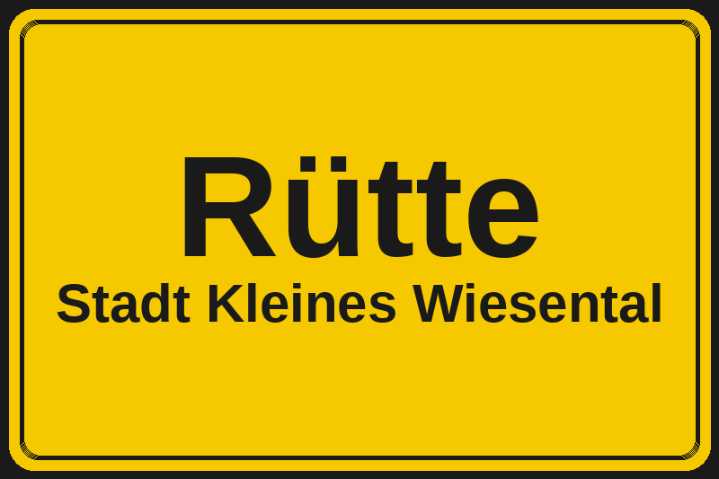 Ortsschild Rütte in Kleines Wiesental – Hotels, Pensionen und Ferienwohnungen im Stadtteil