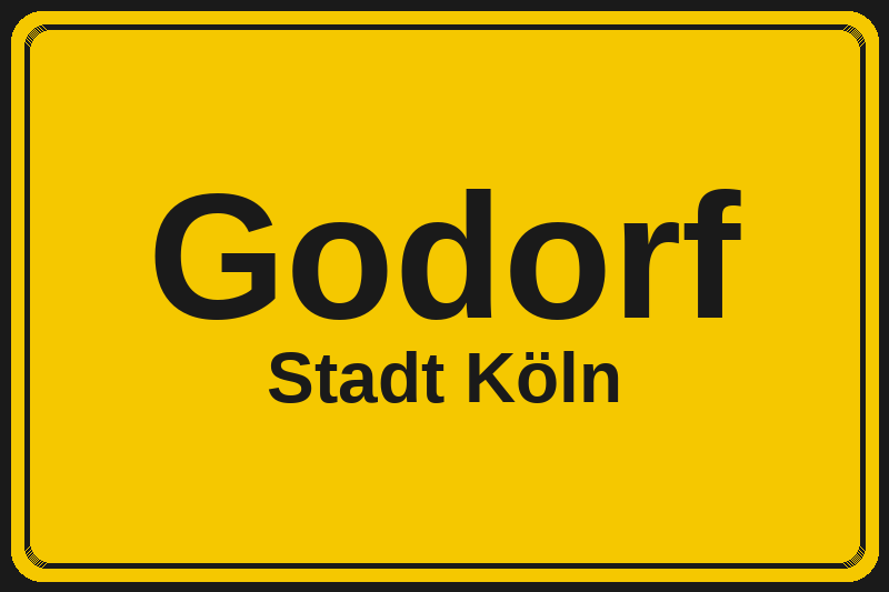 Ortsschild Godorf in Köln – Hotels, Pensionen und Ferienwohnungen im Stadtteil