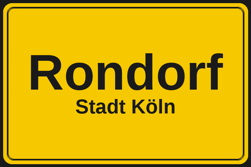 Ortsschild Rondorf in Köln – Hotels, Pensionen und Ferienwohnungen im Stadtteil