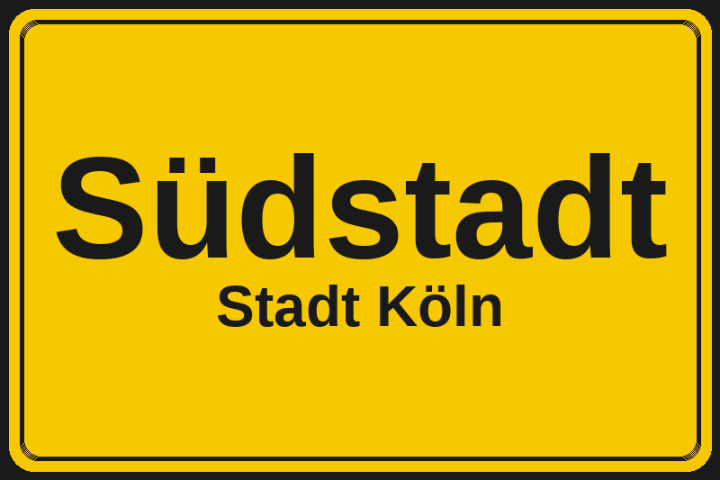 Südstadt (Köln) – Hotels im Stadtteil Ortsschild Südstadt in Köln – Hotels, Pensionen und Ferienwohnungen im Stadtteil