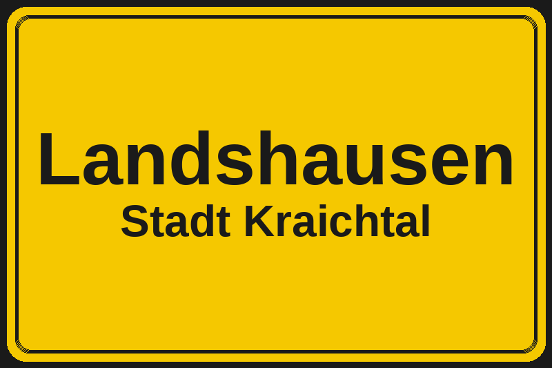 Ortsschild Landshausen in Kraichtal – Hotels, Pensionen und Ferienwohnungen im Stadtteil