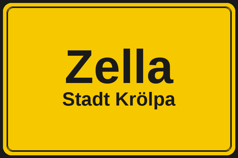 Ortsschild Zella in Krölpa – Hotels, Pensionen und Ferienwohnungen im Stadtteil