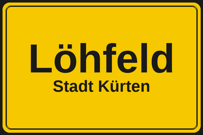 Ortsschild Löhfeld in Kürten – Hotels, Pensionen und Ferienwohnungen im Stadtteil