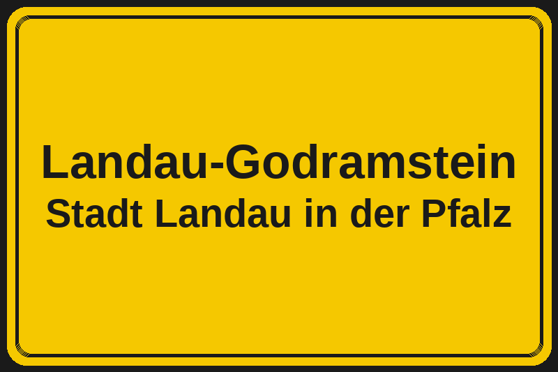 Ortsschild Landau-Godramstein in Landau in der Pfalz – Hotels, Pensionen und Ferienwohnungen im Stadtteil