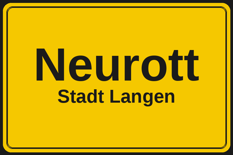 Ortsschild Neurott in Langen – Hotels, Pensionen und Ferienwohnungen im Stadtteil