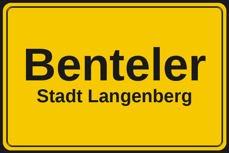 Ortsschild Benteler in Langenberg – Hotels, Pensionen und Ferienwohnungen im Stadtteil