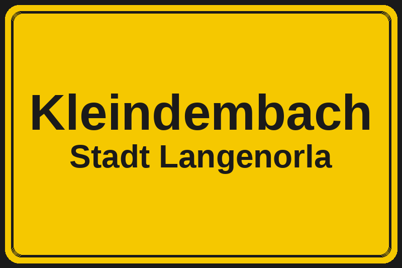 Ortsschild Kleindembach in Langenorla – Hotels, Pensionen und Ferienwohnungen im Stadtteil