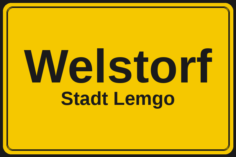Ortsschild Welstorf in Lemgo – Hotels, Pensionen und Ferienwohnungen im Stadtteil