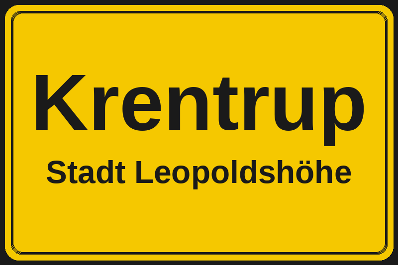 Ortsschild Krentrup in Leopoldshöhe – Hotels, Pensionen und Ferienwohnungen im Stadtteil