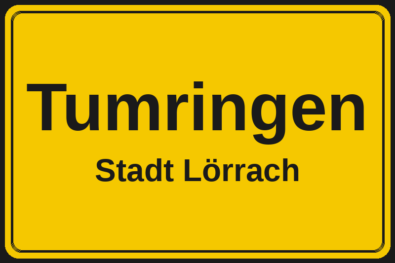 Ortsschild Tumringen in Lörrach – Hotels, Pensionen und Ferienwohnungen im Stadtteil