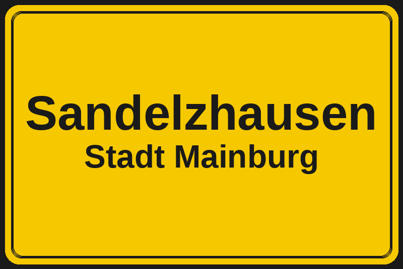 Ortsschild Sandelzhausen in Mainburg – Hotels, Pensionen und Ferienwohnungen im Stadtteil