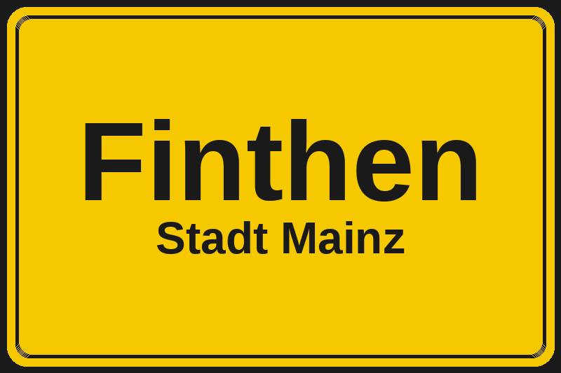 Ortsschild Finthen in Mainz – Hotels, Pensionen und Ferienwohnungen im Stadtteil