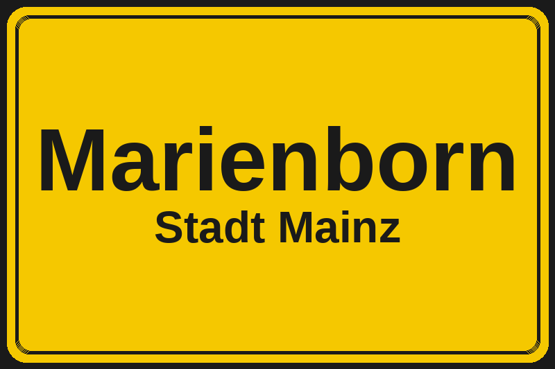 Ortsschild Marienborn in Mainz – Hotels, Pensionen und Ferienwohnungen im Stadtteil